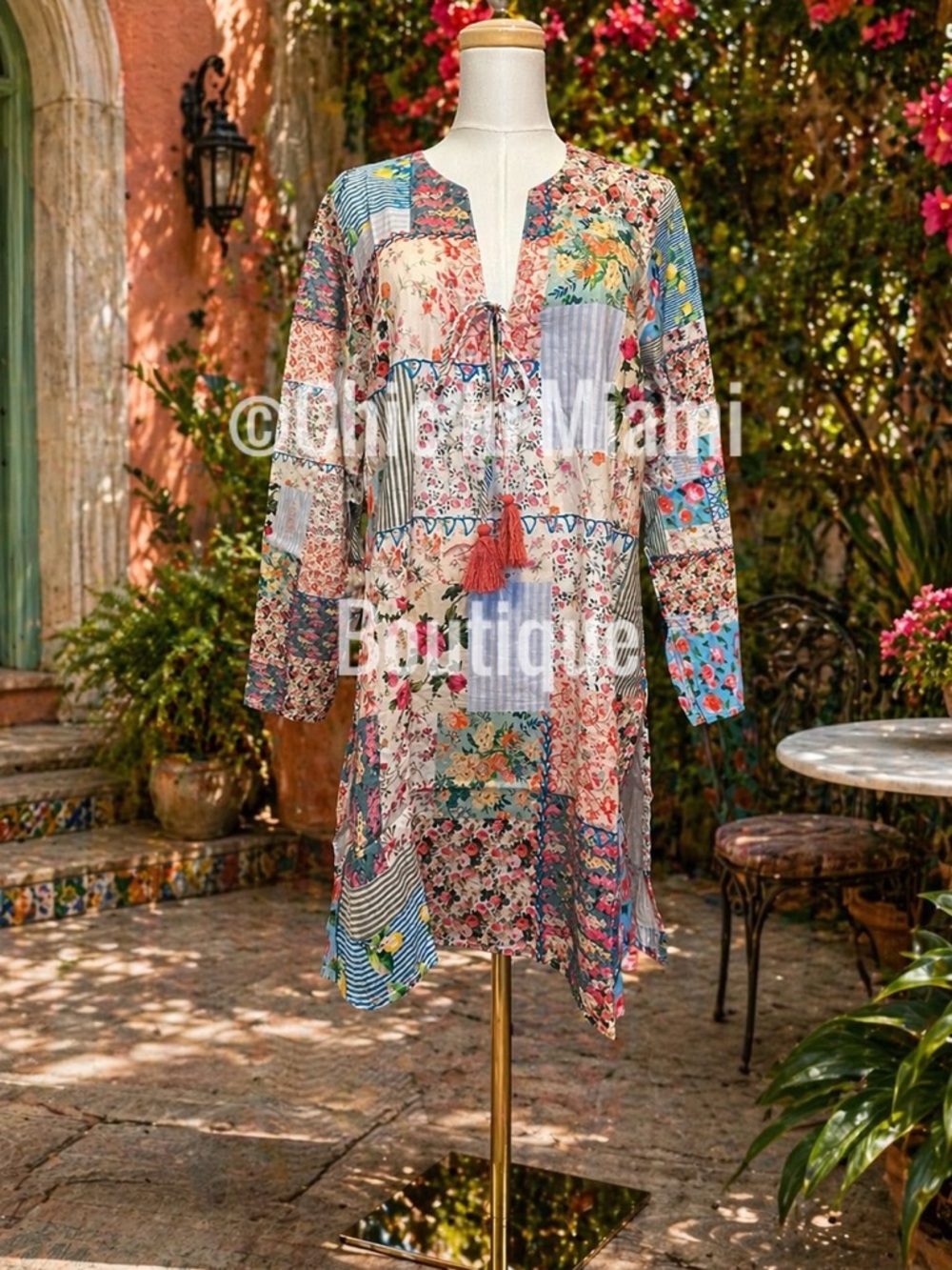 Antica Sartoria 2026 Patchwork Floral Tunic in Multicolor
